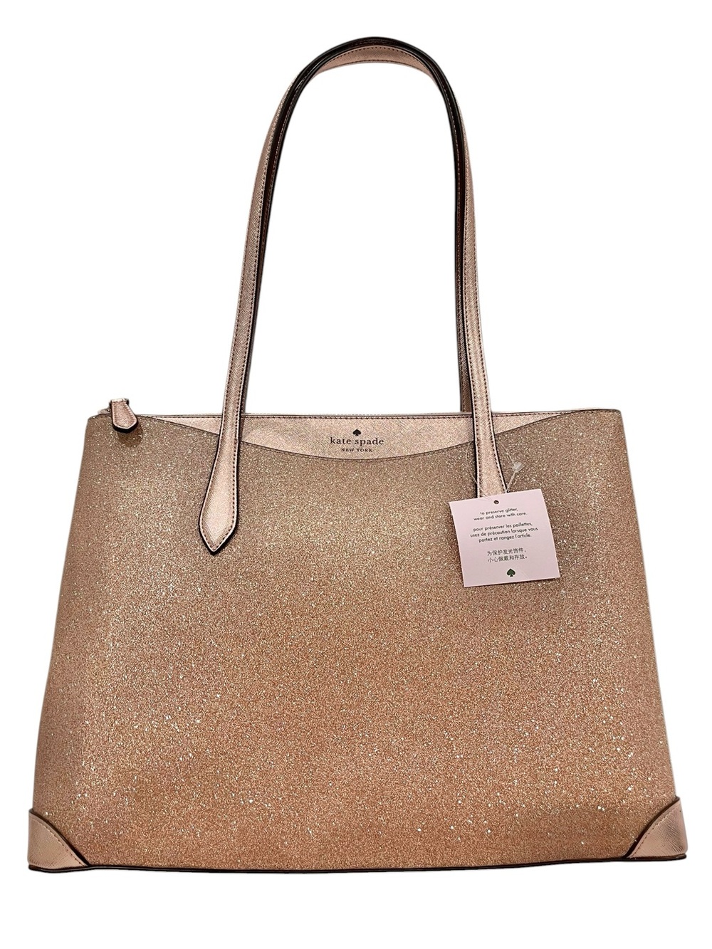 kate spade Rose Gold Glitter Tote with Wallet and Cosmetic Pouch - Picture 15 of 16